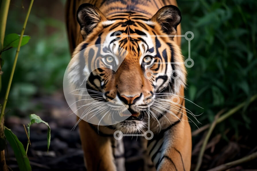 Σετ των 2 Intra Συλλεκτικό Ξύλινο Παζλ Plywood  4mm - Όμορφη εικόνα μιας τίγρης σε φυσικό βιότοπο Σε Ξύλινο Κουτί - Διαστάσεις: 10x10 cm – 25 κομμάτια