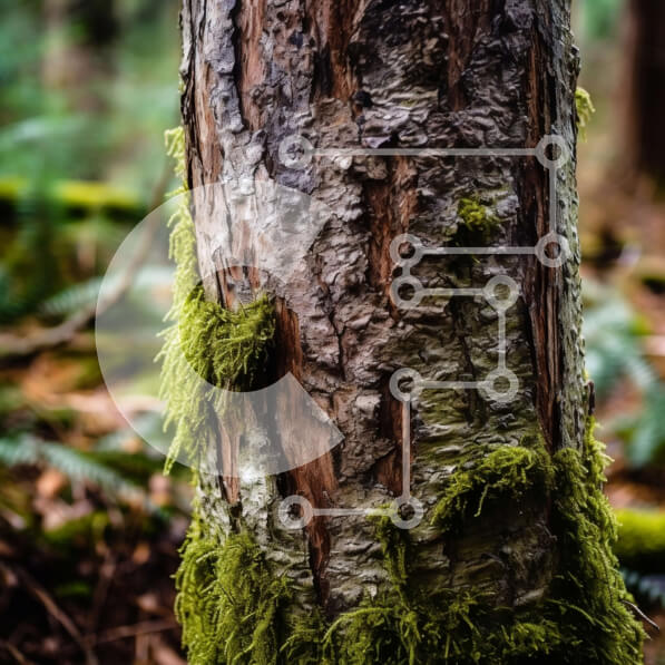 Intra Συλλεκτικό Ξύλινο Παζλ Plywood  4mm - Ποώδης κορμός δέντρου σε ένα καταπράσινο δάσος Σε Ξύλινο Κουτί - Διαστάσεις: 10x10 cm – 25 κομμάτια