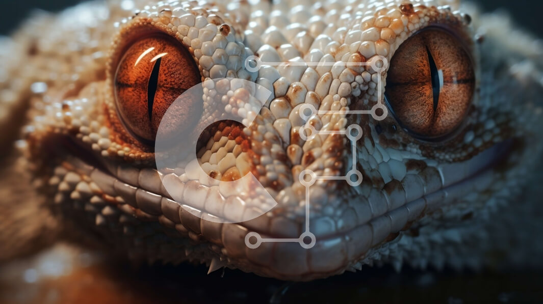 Σετ των 2 Intra Συλλεκτικό Ξύλινο Παζλ Plywood  4mm - Κοντινό πλάνο του προσώπου ενός Gecko Σε Ξύλινο Κουτί - Διαστάσεις: 10x10 cm – 25 κομμάτια