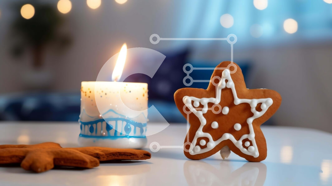 Intra Συλλεκτικό Ξύλινο Παζλ Plywood  4mm - Μπισκότα με κεριά και μελόψωμο με χριστουγεννιάτικο θέμα Σε Ξύλινο Κουτί - Διαστάσεις: 10x10 cm – 25 κομμάτια