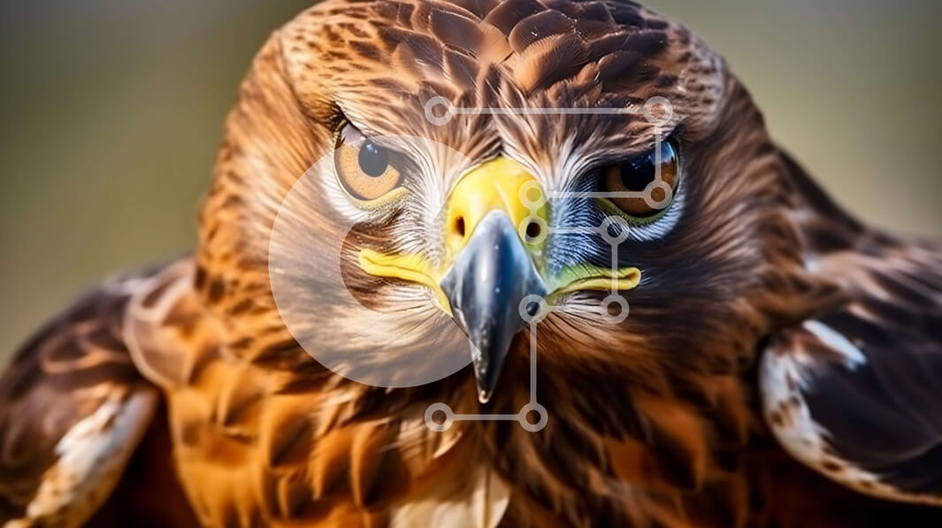 Σετ των 2 Intra Συλλεκτικό Ξύλινο Παζλ Plywood  4mm - Εκπληκτικό κοντινό πλάνο γερακιού με κόκκινη ουρά με κίτρινο ράμφος και διαπεραστικά μάτια Σε Ξύλινο Κουτί - Διαστάσεις: 10x10 cm – 25 κομμάτια