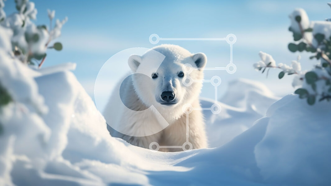 Σετ των 2 Intra Συλλεκτικό Ξύλινο Παζλ Plywood  4mm - Περίεργη πολική αρκούδα που στέκεται στο χιονισμένο τοπίο Σε Ξύλινο Κουτί - Διαστάσεις: 10x10 cm – 25 κομμάτια