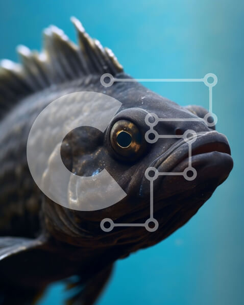 Σετ των 2 Intra Συλλεκτικό Ξύλινο Παζλ Plywood  4mm - Κοντινή όψη ενός μοναδικού μαύρου ψαριού Σε Ξύλινο Κουτί - Διαστάσεις: 10x10 cm – 25 κομμάτια