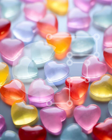 Intra Συλλεκτικό Ξύλινο Παζλ Plywood  4mm - Πολύχρωμη καραμέλα σε σχήμα καρδιάς στο τραπέζι Σε Ξύλινο Κουτί - Διαστάσεις Puzzle: 10x10 cm – 25 κομμάτια