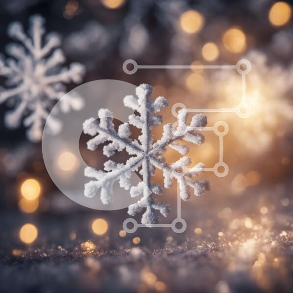 Intra Συλλεκτικό Ξύλινο Παζλ Plywood  4mm - Παγάκια νιφάδας χιονιού σε διακοσμητικό φόντο Σε Ξύλινο Κουτί - Διαστάσεις Puzzle: 10x10 cm – 25 κομμάτια