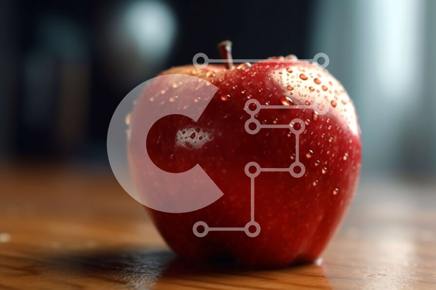 Σετ των 2 Intra Συλλεκτικό Ξύλινο Παζλ Plywood  4mm - Ζουμερό και νόστιμο μήλο με σταγονίδια νερού σε ξύλινο τραπέζι Σε Ξύλινο Κουτί - Διαστάσεις: 10x10 cm – 25 κομμάτια