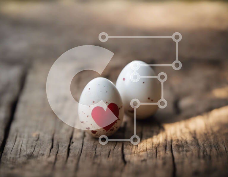 Intra Συλλεκτικό Ξύλινο Παζλ Plywood  4mm - Αυγά ζωγραφισμένα με καρδιά σε ξύλινη επιφάνεια Σε Ξύλινο Κουτί - Διαστάσεις Puzzle: 10x10 cm – 25 κομμάτια