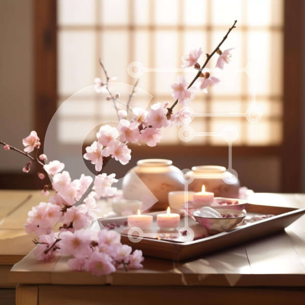 Σετ των 2 Intra Συλλεκτικό Ξύλινο Παζλ Plywood  4mm - Δίσκος με ροζ λουλούδια και κεριά Σε Ξύλινο Κουτί - Διαστάσεις: 10x10 cm – 25 κομμάτια