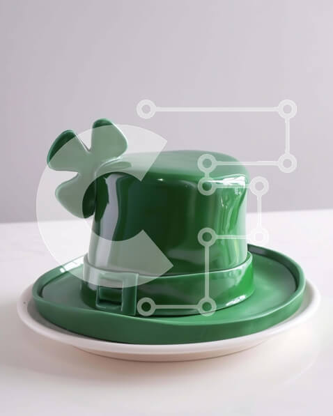 Intra Συλλεκτικό Ξύλινο Παζλ Plywood  4mm - Πράσινο καπέλο και τριφύλλια για την ιρλανδική γιορτή Σε Ξύλινο Κουτί - Διαστάσεις: 10x10 cm – 25 κομμάτια