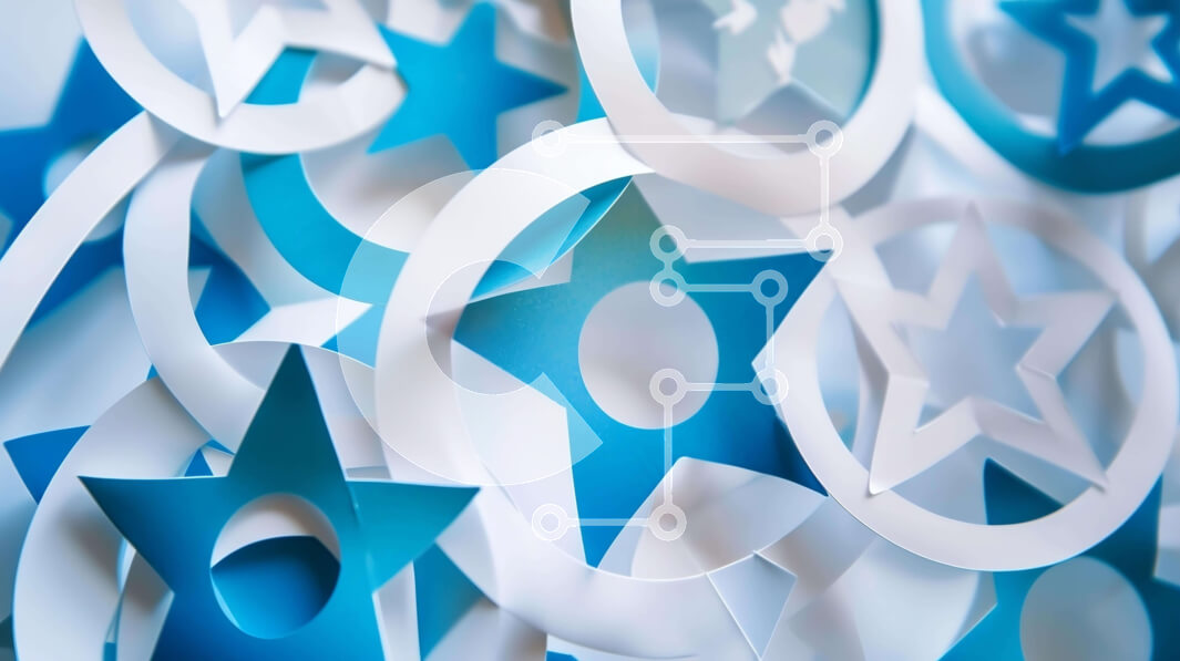 Intra Συλλεκτικό Ξύλινο Παζλ Plywood  4mm - Μπλε και λευκά χάρτινα αστέρια σε διάφορα σχήματα και μεγέθη Σε Ξύλινο Κουτί - Διαστάσεις Puzzle: 10x10 cm – 25 κομμάτια