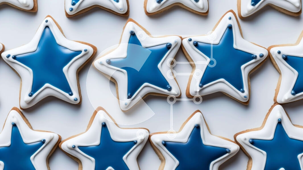 Σετ των 2 Intra Συλλεκτικό Ξύλινο Παζλ Plywood  4mm - Νόστιμα μπισκότα σε σχήμα μπλε και λευκού αστεριού Σε Ξύλινο Κουτί - Διαστάσεις: 10x10 cm – 25 κομμάτια