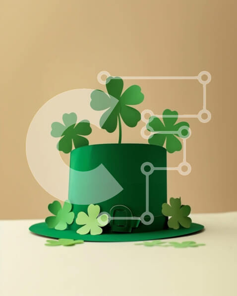 Intra Συλλεκτικό Ξύλινο Παζλ Plywood  4mm - Χάρτινο καπέλο του Αγίου Πατρικίου με τριφύλλια Σε Ξύλινο Κουτί - Διαστάσεις: 10x10 cm – 25 κομμάτια