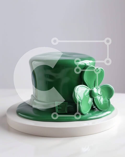 Intra Συλλεκτικό Ξύλινο Παζλ Plywood  4mm - Πράσινο κέικ του Αγίου Πατρικίου με τριφύλλια και φύλλα τριφυλλιού Σε Ξύλινο Κουτί - Διαστάσεις: 10x10 cm – 25 κομμάτια