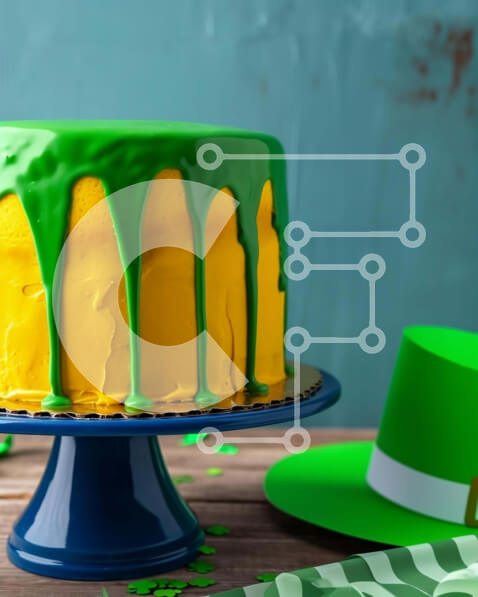 Intra Συλλεκτικό Ξύλινο Παζλ Plywood  4mm - Τούρτα για την ημέρα του Αγίου Πατρικίου με πράσινο πάγωμα και ιρλανδικό καπέλο Σε Ξύλινο Κουτί - Διαστάσεις: 10x10 cm – 25 κομμάτια