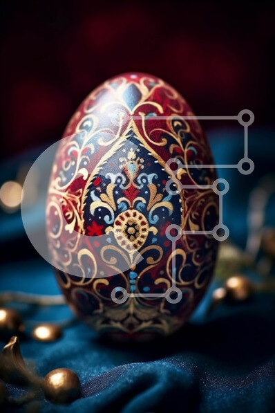 Intra Συλλεκτικό Ξύλινο Παζλ Plywood  4mm - Πολύχρωμο Πασχαλινό αυγό σε μπλε φόντο Σε Ξύλινο Κουτί - Διαστάσεις: 10x10 cm – 25 κομμάτια