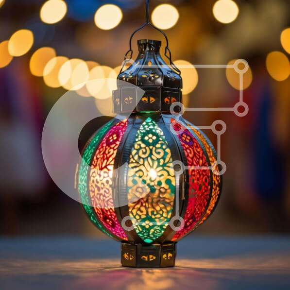 Intra Συλλεκτικό Ξύλινο Παζλ Plywood  4mm - Πολύχρωμο φανάρι στο τραπέζι εξωτερικού χώρου Σε Ξύλινο Κουτί - Διαστάσεις Puzzle: 10x10 cm – 25 κομμάτια