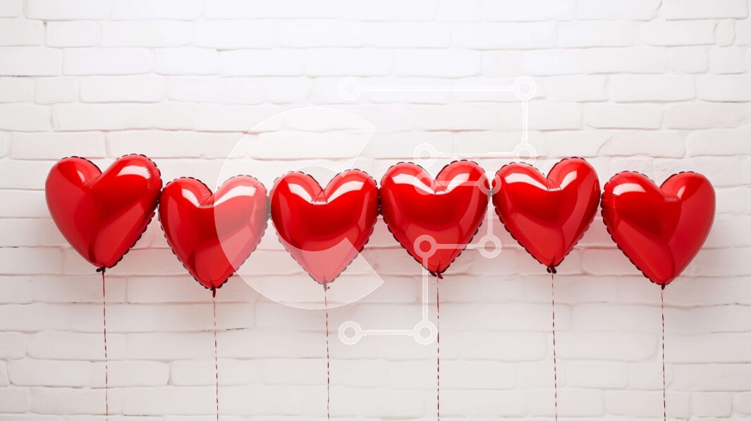 Intra Συλλεκτικό Ξύλινο Παζλ Plywood  4mm - Κόκκινα μπαλόνια σε σχήμα καρδιάς για την ημέρα του Αγίου Βαλεντίνου και ειδικές περιστάσεις Σε Ξύλινο Κουτί - Διαστάσεις Puzzle: 10x10 cm – 25 κομμάτια