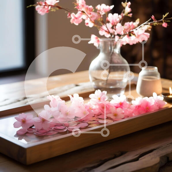 Σετ των 2 Intra Συλλεκτικό Ξύλινο Παζλ Plywood  4mm - Ροζ λουλούδια σε ξύλινο δίσκο με κερί Σε Ξύλινο Κουτί - Διαστάσεις: 10x10 cm – 25 κομμάτια