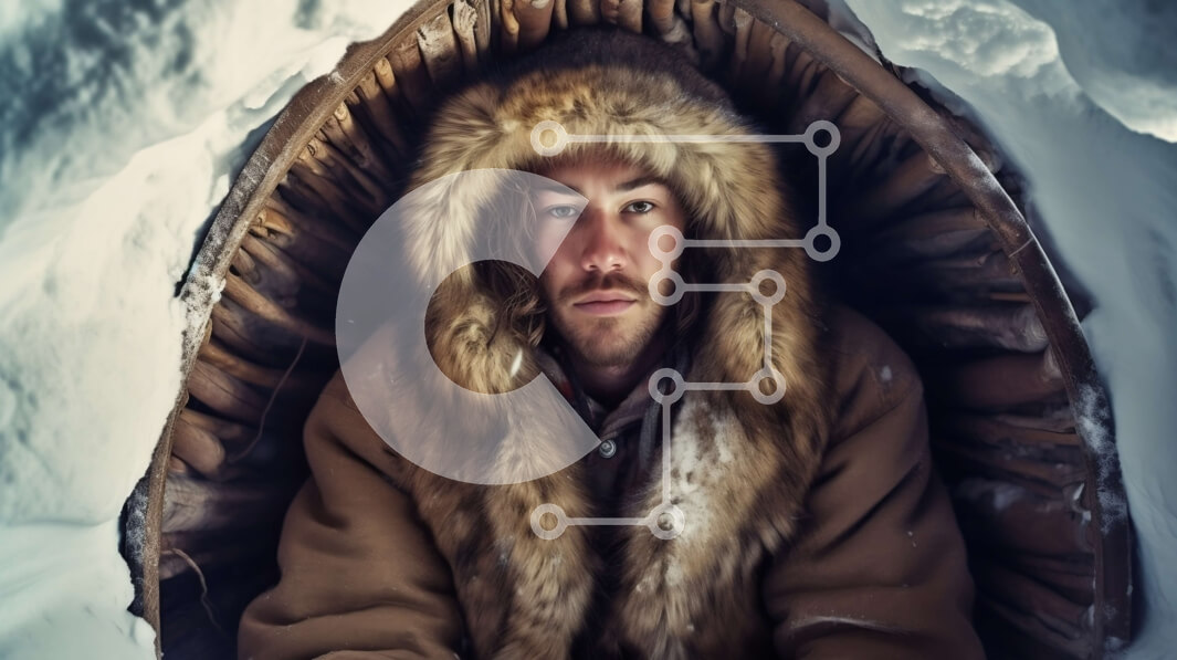 Intra Συλλεκτικό Ξύλινο Παζλ Plywood  4mm - Άνετη εικόνα ενός άνδρα σε ένα ιγκλού χιονιού με δέντρα στο φόντο Σε Ξύλινο Κουτί - Διαστάσεις: 10x10 cm – 25 κομμάτια