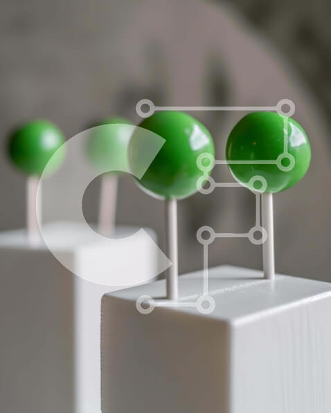 Intra Συλλεκτικό Ξύλινο Παζλ Plywood  4mm - Τρία πράσινα γλειφιτζούρια σε λευκούς κύβους Σε Ξύλινο Κουτί - Διαστάσεις: 10x10 cm – 25 κομμάτια