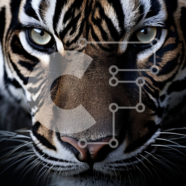 Intra Συλλεκτικό Ξύλινο Παζλ Plywood  4mm - Κοντινό πλάνο άγριας τίγρης με μαύρες και καφέ ρίγες Σε Ξύλινο Κουτί - Διαστάσεις: 10x10 cm – 25 κομμάτια