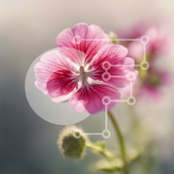 Intra Συλλεκτικό Ξύλινο Παζλ Plywood  4mm - Κοντινό πλάνο ενός ροζ λουλουδιού με ένα κίτρινο κέντρο Σε Ξύλινο Κουτί - Διαστάσεις: 10x10 cm – 25 κομμάτια