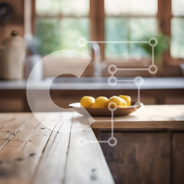 Intra Συλλεκτικό Ξύλινο Παζλ Plywood  4mm - Ξύλινος πάγκος κουζίνας με μπολ με λεμόνια και θέα στο πράσινο γκαζόν Σε Ξύλινο Κουτί - Διαστάσεις Puzzle: 10x10 cm – 25 κομμάτια