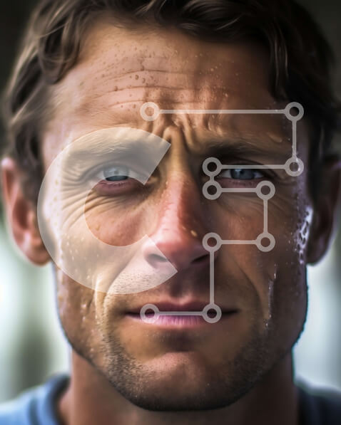 Intra Συλλεκτικό Ξύλινο Παζλ Plywood  4mm - Σοβαρός άντρας με μπλε μάτια και μπλε πουκάμισο Σε Ξύλινο Κουτί - Διαστάσεις Puzzle: 10x10 cm – 25 κομμάτια