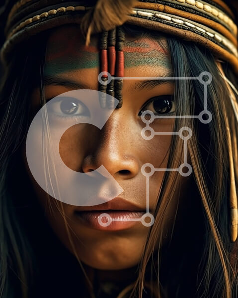 Intra Συλλεκτικό Ξύλινο Παζλ Plywood  4mm - Όμορφη εικόνα μιας γυναίκας με παραδοσιακά ιθαγενή ρούχα με φτερά Σε Ξύλινο Κουτί - Διαστάσεις Puzzle: 10x10 cm – 25 κομμάτια