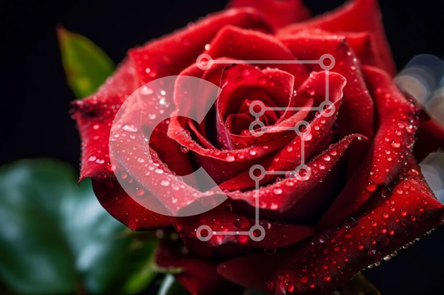 Intra Συλλεκτικό Ξύλινο Παζλ Plywood  4mm - Εκπληκτική εικόνα ενός κόκκινου τριαντάφυλλου με σταγονίδια δροσιάς στα πέταλά του Σε Ξύλινο Κουτί - Διαστάσεις: 10x10 cm – 25 κομμάτια