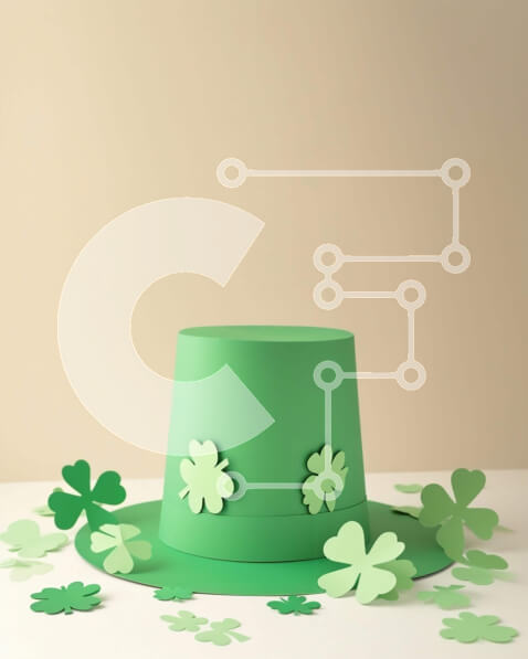 Intra Συλλεκτικό Ξύλινο Παζλ Plywood  4mm - Πράσινο καπέλο της ημέρας του Αγίου Πατρικίου με διακοσμήσεις από τριφύλλι Σε Ξύλινο Κουτί - Διαστάσεις: 10x10 cm – 25 κομμάτια