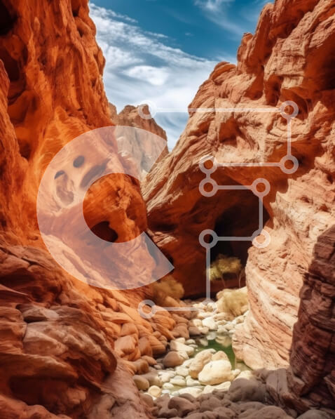 Σετ των 2 Intra Συλλεκτικό Ξύλινο Παζλ Plywood  4mm - Όμορφη εικόνα του κόκκινου φαραγγιού με το ρεύμα Σε Ξύλινο Κουτί - Διαστάσεις: 10x10 cm – 25 κομμάτια