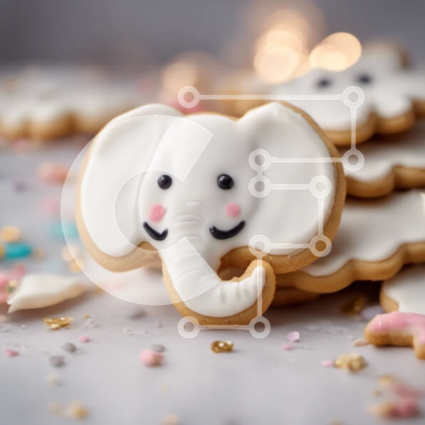 Σετ των 2 Intra Συλλεκτικό Ξύλινο Παζλ Plywood  4mm - Στοίβα από μπισκότα σε σχήμα ελέφαντα με πάγωμα Σε Ξύλινο Κουτί - Διαστάσεις: 10x10 cm – 25 κομμάτια