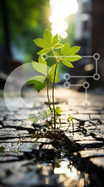 Σετ των 2 Intra Συλλεκτικό Ξύλινο Παζλ Plywood  4mm - Όμορφη εικόνα ενός φυτού που επιβιώνει ενάντια σε όλες τις πιθανότητες Σε Ξύλινο Κουτί - Διαστάσεις: 10x10 cm – 25 κομμάτια