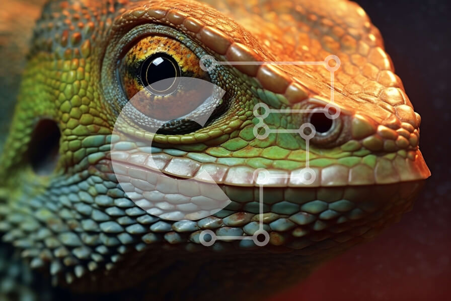 Σετ των 2 Intra Συλλεκτικό Ξύλινο Παζλ Plywood  4mm - Εκπληκτική εικόνα του προσώπου μιας σαύρας με ζωηρές κλίμακες Σε Ξύλινο Κουτί - Διαστάσεις: 10x10 cm – 25 κομμάτια