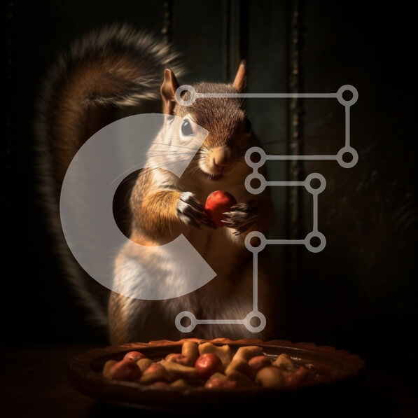 Intra Συλλεκτικό Ξύλινο Παζλ Plywood  4mm - Αξιολάτρευτη εικόνα ενός σκίουρου που τρώει ξηρούς καρπούς από ένα μπολ Σε Ξύλινο Κουτί - Διαστάσεις: 10x10 cm – 25 κομμάτια