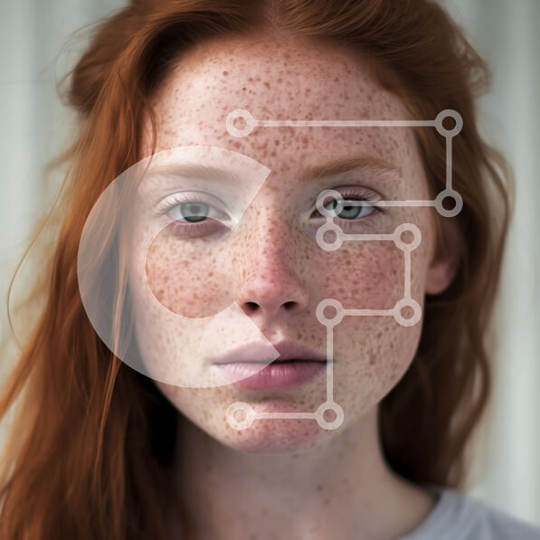 Intra Συλλεκτικό Ξύλινο Παζλ Plywood  4mm - Ουδέτερο πορτρέτο κοκκινομάλλης γυναίκας με φακίδες και πράσινα μάτια Σε Ξύλινο Κουτί - Διαστάσεις Puzzle: 10x10 cm – 25 κομμάτια