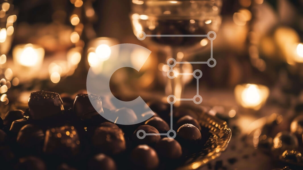 Σετ των 2 Intra Συλλεκτικό Ξύλινο Παζλ Plywood  4mm - Επιχρυσωμένο μπολ με καραμέλες σοκολάτας με κεριά Σε Ξύλινο Κουτί - Διαστάσεις: 10x10 cm – 25 κομμάτια