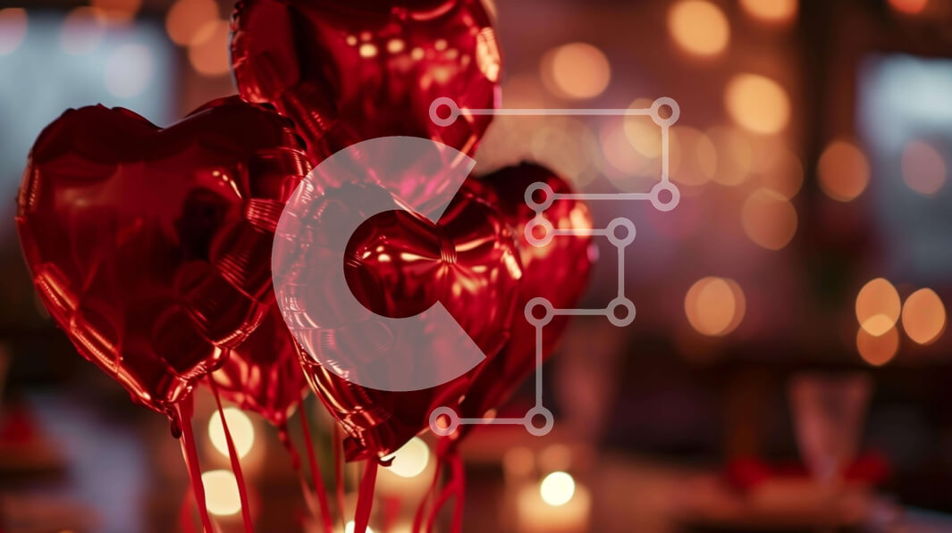 Intra Συλλεκτικό Ξύλινο Παζλ Plywood  4mm - Μπαλόνια σε σχήμα καρδιάς σε τραπέζι με φως κεριών Σε Ξύλινο Κουτί - Διαστάσεις Puzzle: 10x10 cm – 25 κομμάτια