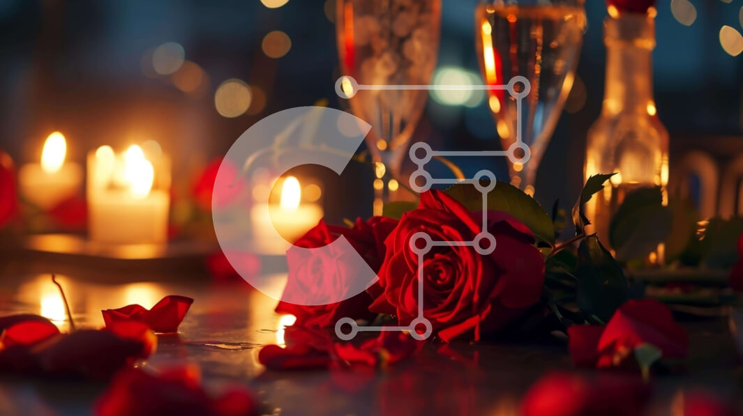 Σετ των 2 Intra Συλλεκτικό Ξύλινο Παζλ Plywood  4mm - Ρομαντικό τραπέζι με κόκκινα τριαντάφυλλα και κρασί Σε Ξύλινο Κουτί - Διαστάσεις: 10x10 cm – 25 κομμάτια