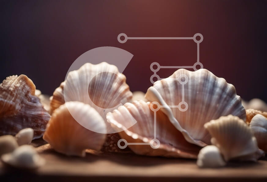 Intra Συλλεκτικό Ξύλινο Παζλ Plywood  4mm - Ομάδα από κοχύλια σε μια ξύλινη επιφάνεια Σε Ξύλινο Κουτί - Διαστάσεις: 10x10 cm – 25 κομμάτια