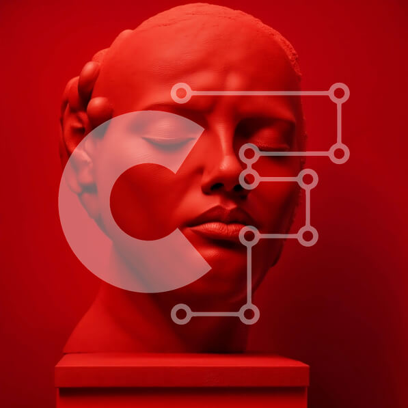 Intra Συλλεκτικό Ξύλινο Παζλ Plywood  4mm - Γαλήνιο κόκκινο γλυπτό γυναικείου κεφαλιού Σε Ξύλινο Κουτί - Διαστάσεις Puzzle: 10x10 cm – 25 κομμάτια