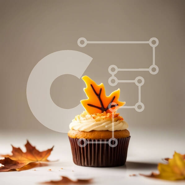 Σετ των 2 Intra Συλλεκτικό Ξύλινο Παζλ Plywood  4mm - Λαχταριστό cupcake με όμορφη διακόσμηση με κίτρινα φύλλα Σε Ξύλινο Κουτί - Διαστάσεις: 10x10 cm – 25 κομμάτια