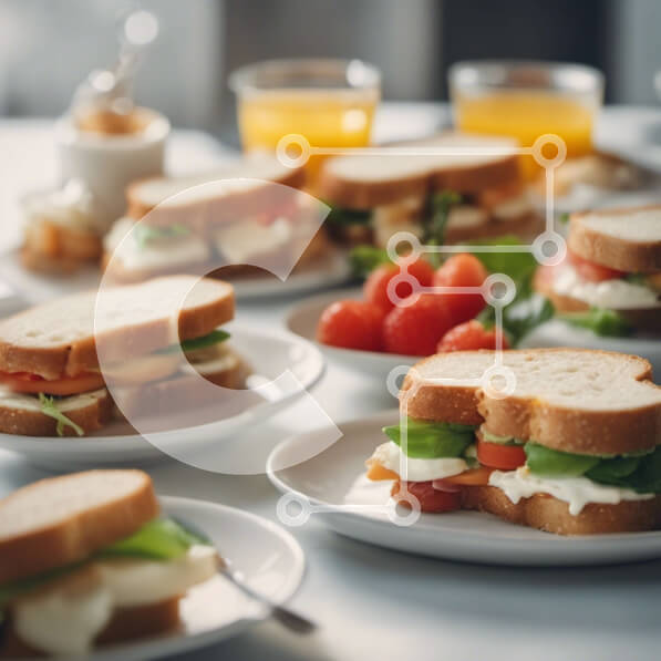 Σετ των 2 Intra Συλλεκτικό Ξύλινο Παζλ Plywood  4mm - Τραπέζι με σάντουιτς και ποτά Σε Ξύλινο Κουτί - Διαστάσεις: 10x10 cm – 25 κομμάτια