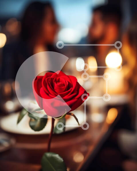 Intra Συλλεκτικό Ξύλινο Παζλ Plywood  4mm - Ρομαντικό δείπνο με κόκκινο τριαντάφυλλο Σε Ξύλινο Κουτί - Διαστάσεις Puzzle: 10x10 cm – 25 κομμάτια