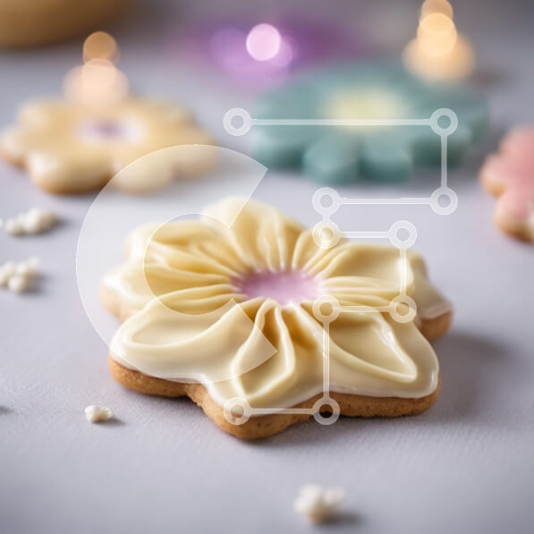 Σετ των 2 Intra Συλλεκτικό Ξύλινο Παζλ Plywood  4mm - Παγωμένα μπισκότα σε σχήμα λουλουδιού σε τραπέζι με κεριά Σε Ξύλινο Κουτί - Διαστάσεις: 10x10 cm – 25 κομμάτια