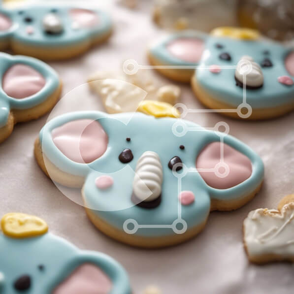 Σετ των 2 Intra Συλλεκτικό Ξύλινο Παζλ Plywood  4mm - Ομάδα διακοσμημένων μπισκότων σε σχήμα ελέφαντα Σε Ξύλινο Κουτί - Διαστάσεις: 10x10 cm – 25 κομμάτια