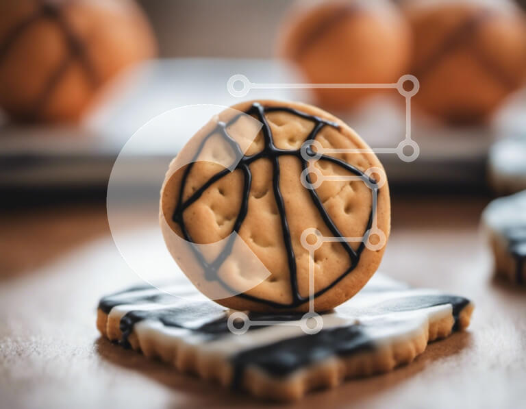 Σετ των 2 Intra Συλλεκτικό Ξύλινο Παζλ Plywood  4mm - Εμφάνιση cookie με θέμα το μπάσκετ Σε Ξύλινο Κουτί - Διαστάσεις: 10x10 cm – 25 κομμάτια