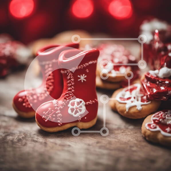 Intra Συλλεκτικό Ξύλινο Παζλ Plywood  4mm - Κόκκινα ειδώλια για μπότες σε μπισκότα με το σπίτι με μελόψωμο στο φόντο Σε Ξύλινο Κουτί - Διαστάσεις: 10x10 cm – 25 κομμάτια