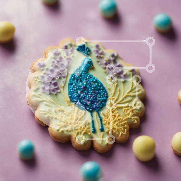 Σετ των 2 Intra Συλλεκτικό Ξύλινο Παζλ Plywood  4mm - Πολύχρωμο μπισκότο σε σχήμα παγωνιού με ζαχαρωτά διακοσμητικά Σε Ξύλινο Κουτί - Διαστάσεις: 10x10 cm – 25 κομμάτια